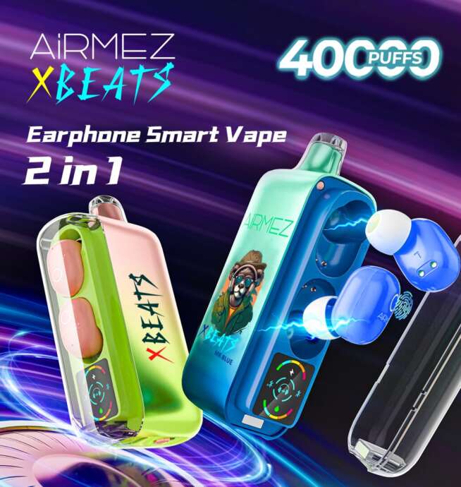 Airmez Xbeat 40000 4万回吸引 オリジナルイヤホン LEDディスプレイ 使い捨てベイプ EU倉庫