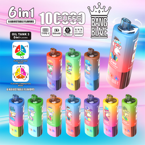 bang blaze 100000 100k puffs 6 in 1 flavors newest original rechargeable led display disposable vape