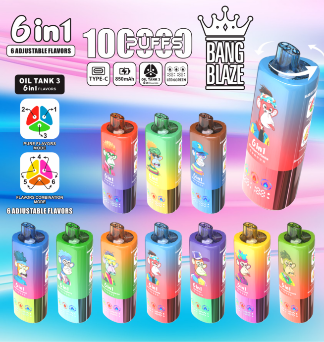 bang blaze 100000 100k puffs 6 in 1 flavors newest original rechargeable led display disposable vape