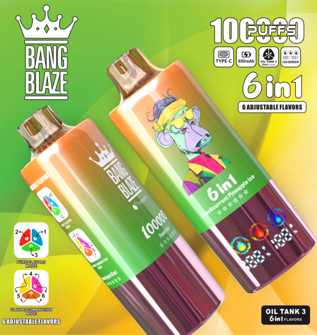 bang blaze 100000 100k puffs 6 in 1 flavors newest original rechargeable led display disposable vape
