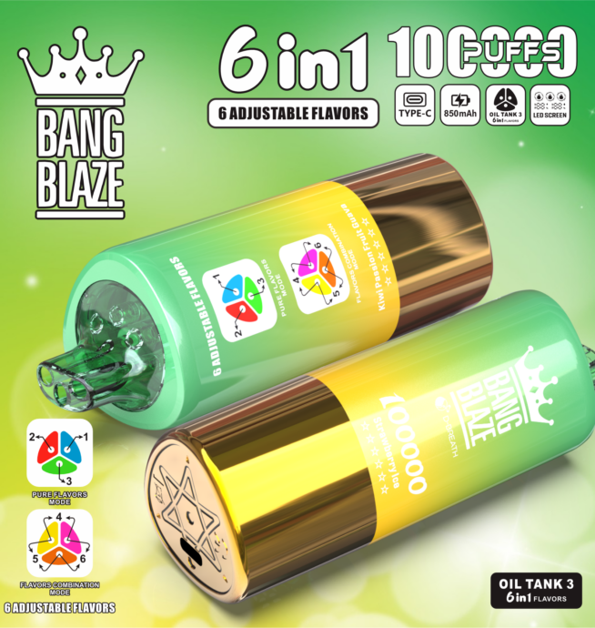 bang blaze 100000 100k puffs 6 in 1 flavors newest original rechargeable led display disposable vape