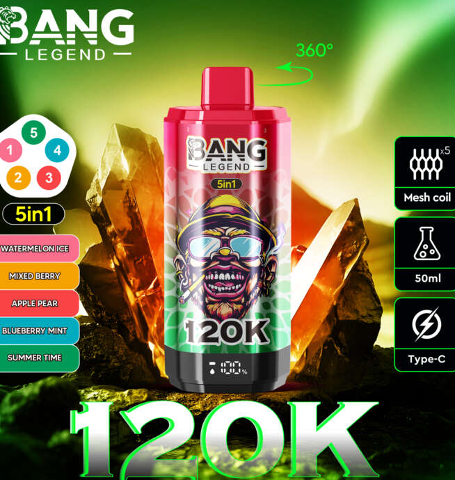 bang legend 120000 120k puffs 5 in 1 flavors newest original rechargeable lcd display disposable vape