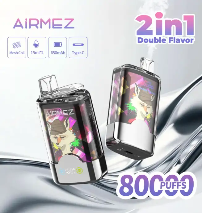 Airmez Fox 2 in 1 80000 80K Puffs Double Taste LED Display Disposable Vape  EU Warehouse - 24H VAPE