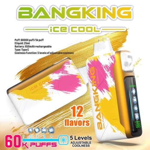 bang king ice cool 60000 60k puffs original adjustable ice level led display disposable vape