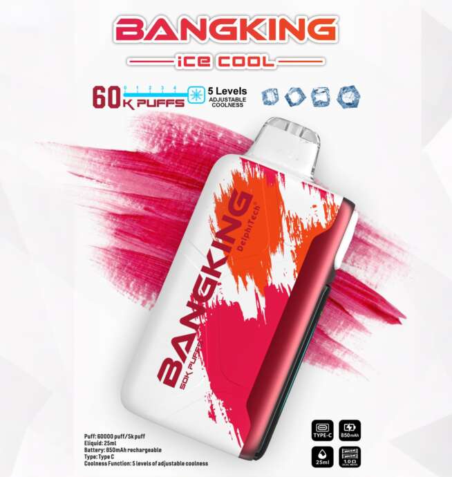 bang king ice cool 60000 60k puffs original adjustable ice level led display disposable vape