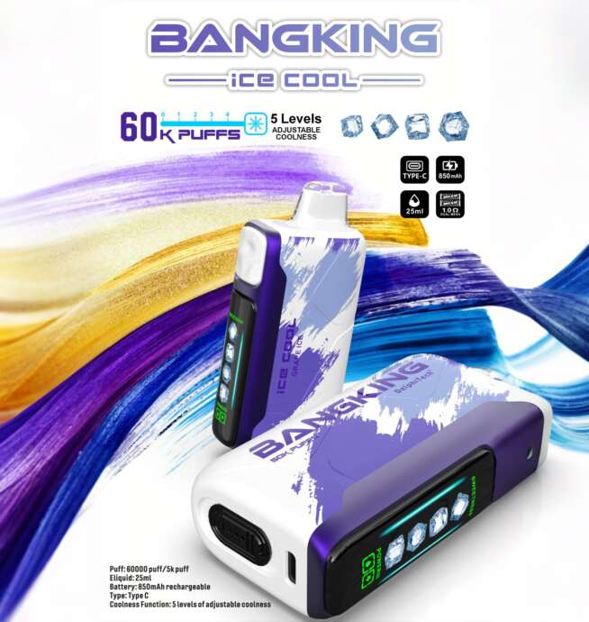 bang king ice cool 60000 60k puffs original adjustable ice level led display disposable vape