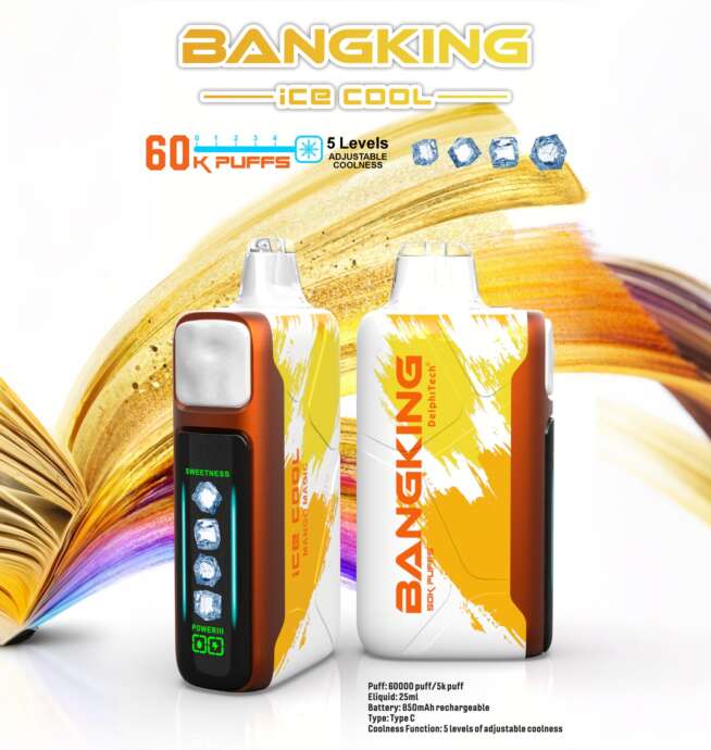 bang king ice cool 60000 60k puffs original adjustable ice level led display disposable vape