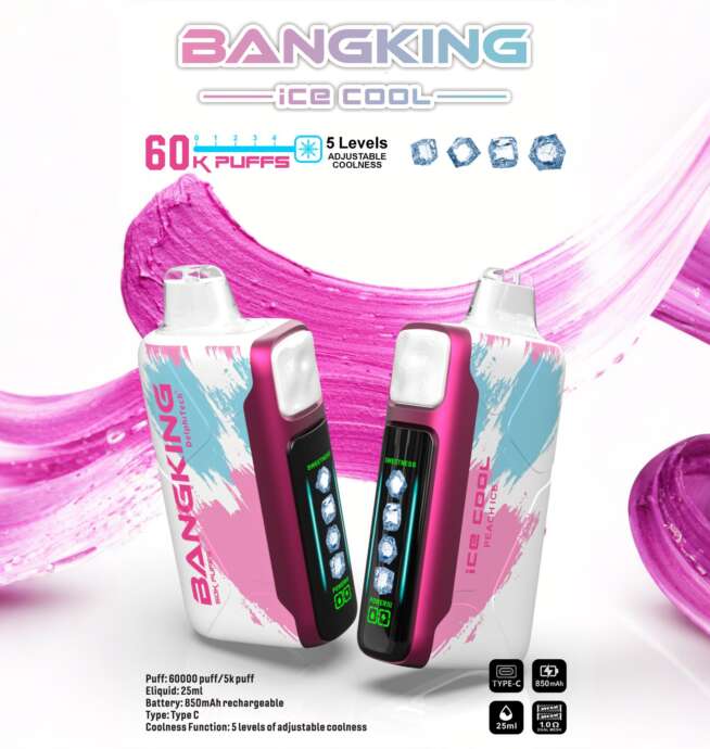 bang king ice cool 60000 60k puffs original adjustable ice level led display disposable vape
