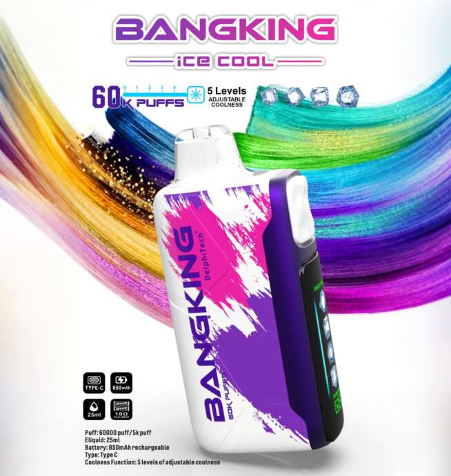 bang king ice cool 60000 60k puffs original adjustable ice level led display disposable vape