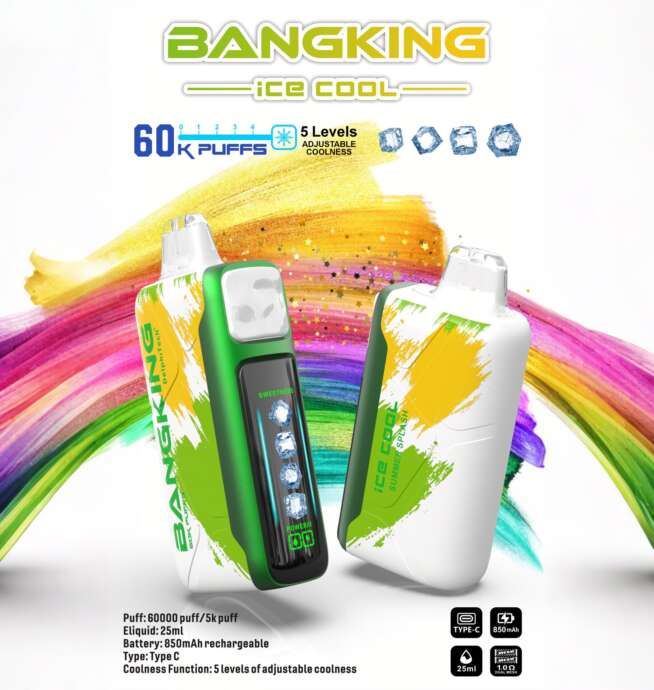 bang king ice cool 60000 60k puffs original adjustable ice level led display disposable vape