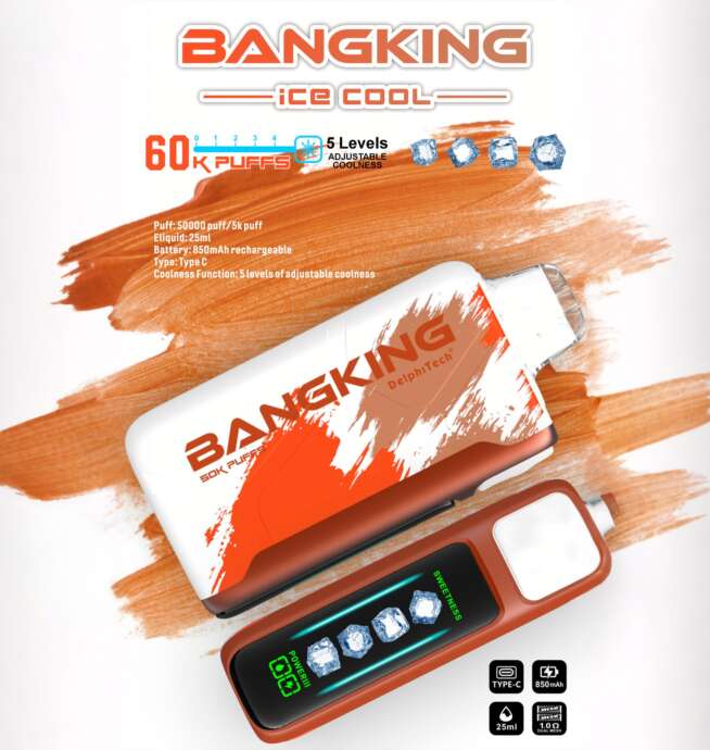 bang king ice cool 60000 60k puffs original adjustable ice level led display disposable vape
