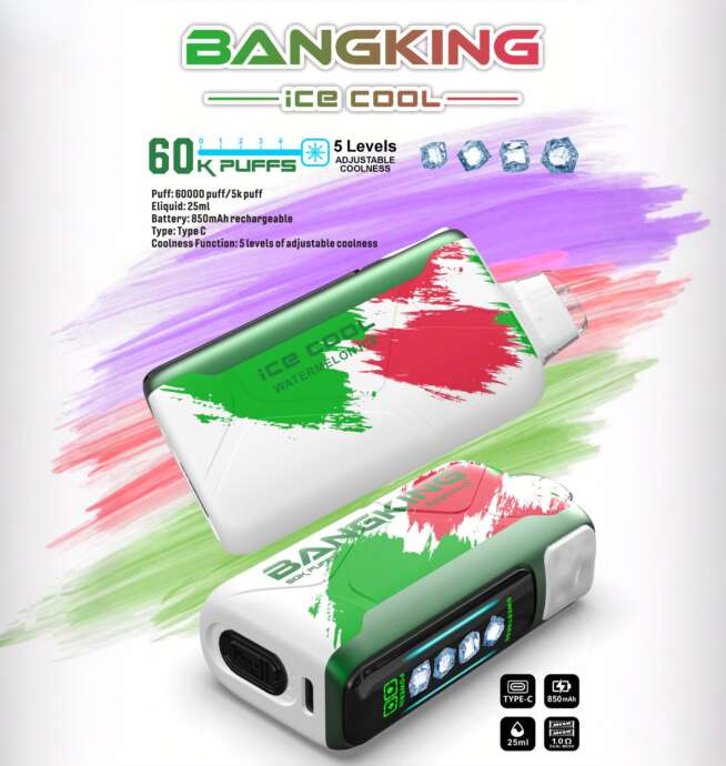 bang king ice cool 60000 60k puffs original adjustable ice level led display disposable vape
