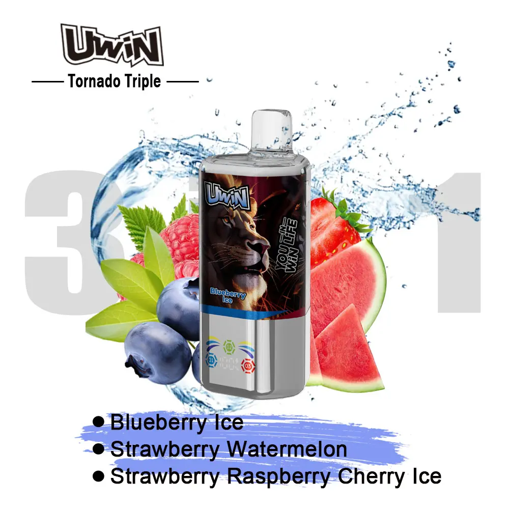 Uwin Tornado Triple saveurs Blueberry Ice, Strawberry Watermelon, Cherry Ice