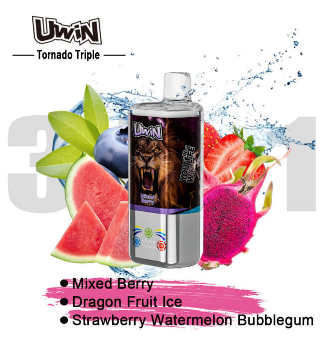 uwin tornado triple 60000 60k puffs 3 in 1 flavors original rechargeable led display disposable vape