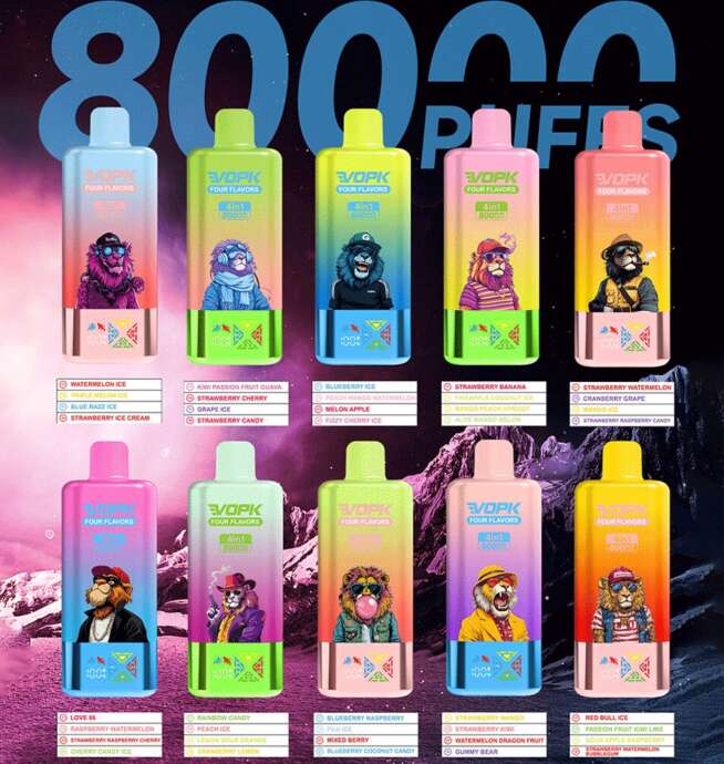 vopk four flavors 80000 80k puffs 4 in 1 flavors newest original rechargeable lcd display disposable vape