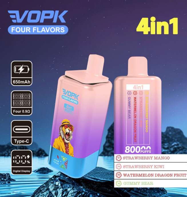 vopk four flavors 80000 80k puffs 4 in 1 flavors newest original rechargeable lcd display disposable vape
