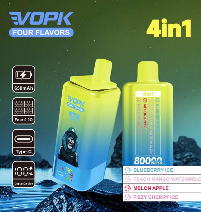vopk four flavors 80000 80k puffs 4 in 1 flavors newest original rechargeable lcd display disposable vape