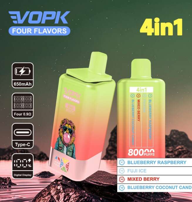 vopk four flavors 80000 80k puffs 4 in 1 flavors newest original rechargeable lcd display disposable vape