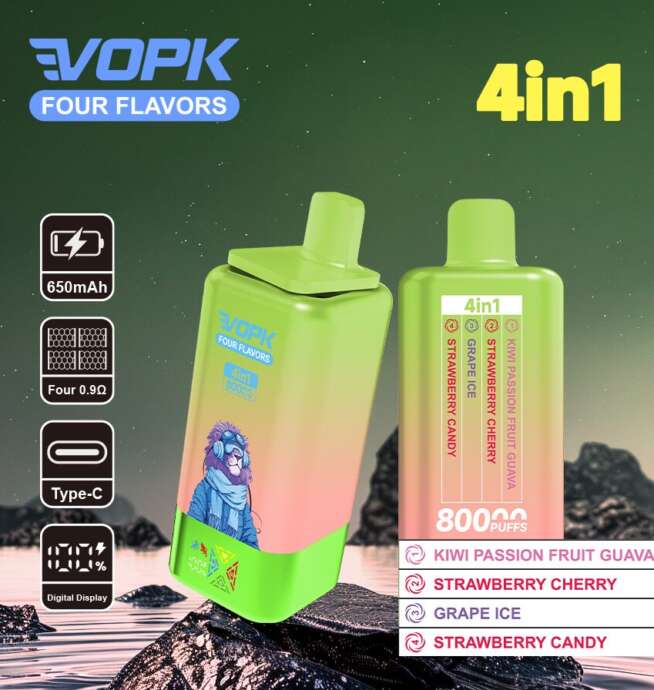 vopk four flavors 80000 80k puffs 4 in 1 flavors newest original rechargeable lcd display disposable vape