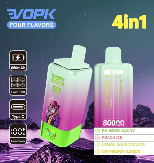 vopk four flavors 80000 80k puffs 4 in 1 flavors newest original rechargeable lcd display disposable vape