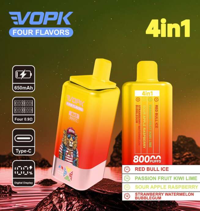 vopk four flavors 80000 80k puffs 4 in 1 flavors newest original rechargeable lcd display disposable vape