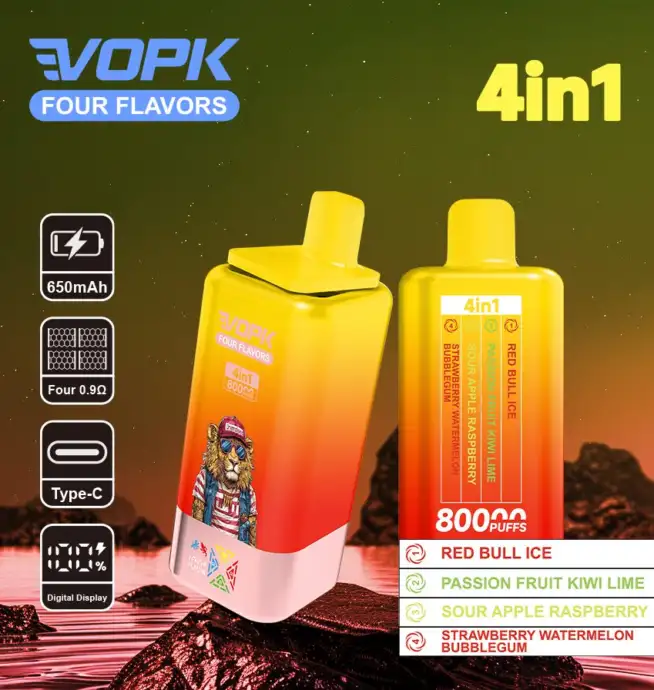 Vopk Four Flavors 80000 80K Puffs 4 in 1 Flavors Newest Original  Rechargeable LCD Display Disposable Vape