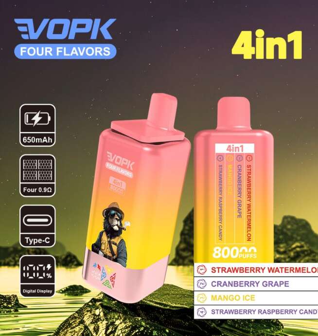vopk four flavors 80000 80k puffs 4 in 1 flavors newest original rechargeable lcd display disposable vape