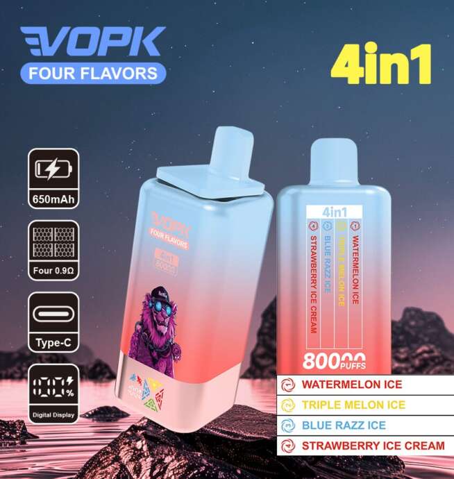 vopk four flavors 80000 80k puffs 4 in 1 flavors newest original rechargeable lcd display disposable vape