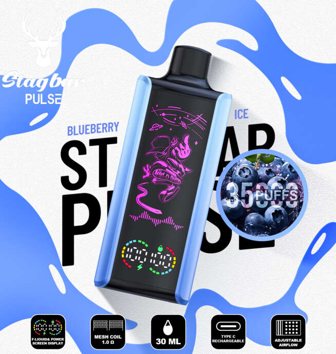 stag bar pulse 35000 35k puffs full led display disposable vape eu warehouse