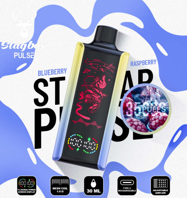 stag bar pulse 35000 35k puffs full led display disposable vape eu warehouse