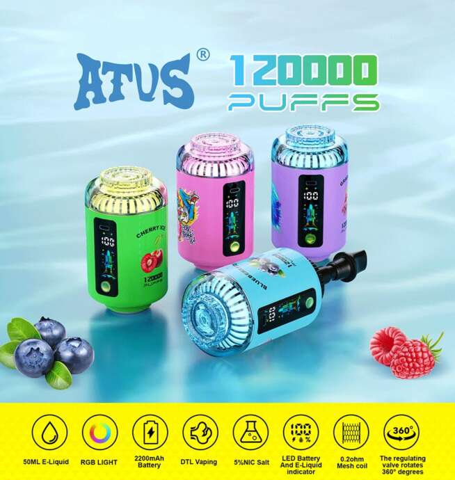 atvs 120000 120k puffs hookah head led display dtl disposable vape