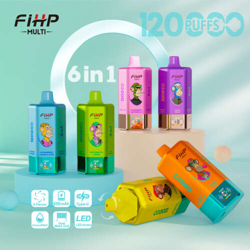 fihp multi 120000 120k puffs 6 in 1 flavors newest original rechargeable led display disposable vape