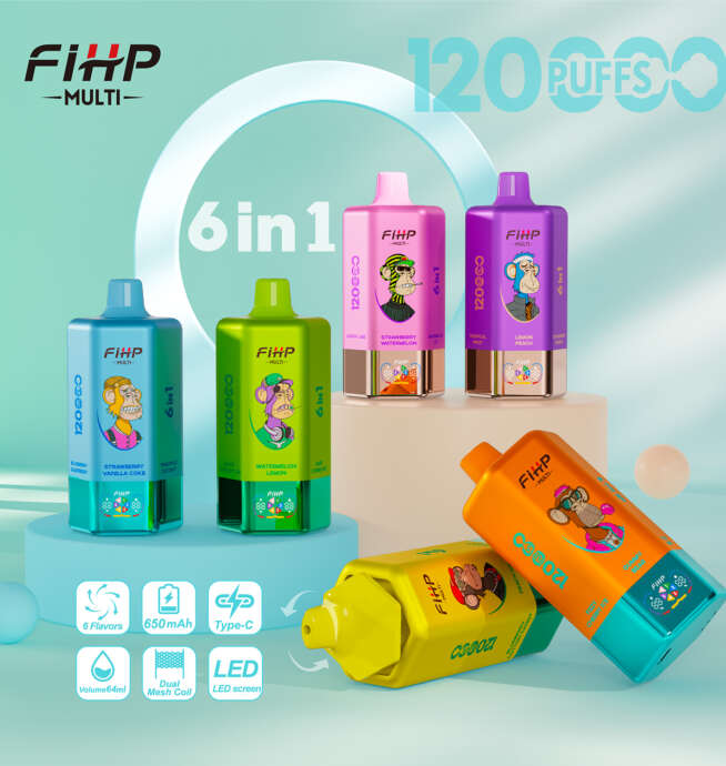 fihp multi 120000 120k puffs 6 in 1 flavors newest original rechargeable led display disposable vape