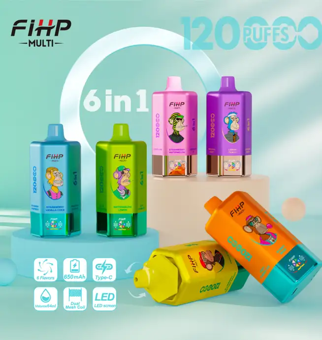 elfbar elfa kaufen FIHP MULTI 120000 120K Puffs 6 in 1 Geschmacksrichtungen Neuester Original- Einweg-Vape mit wiederaufladbarem LED-Display – 24H VAPE