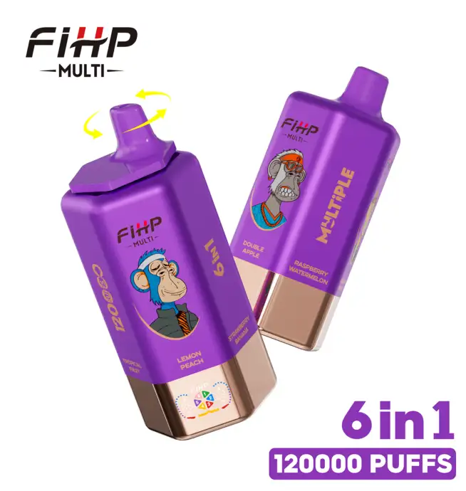 FIHP MULTI 120000 120K Puffs 6 in 1 Flavors Newest Original Rechargeable  LED Display Disposable Vape - 24H VAPE