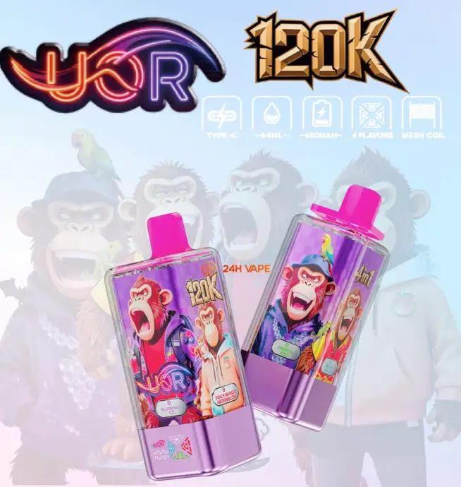 UOR 120000 120K Puffs 4 in 1 Flavors Newest Original Rechargeable LED  Display Disposable Vape - 24H VAPE