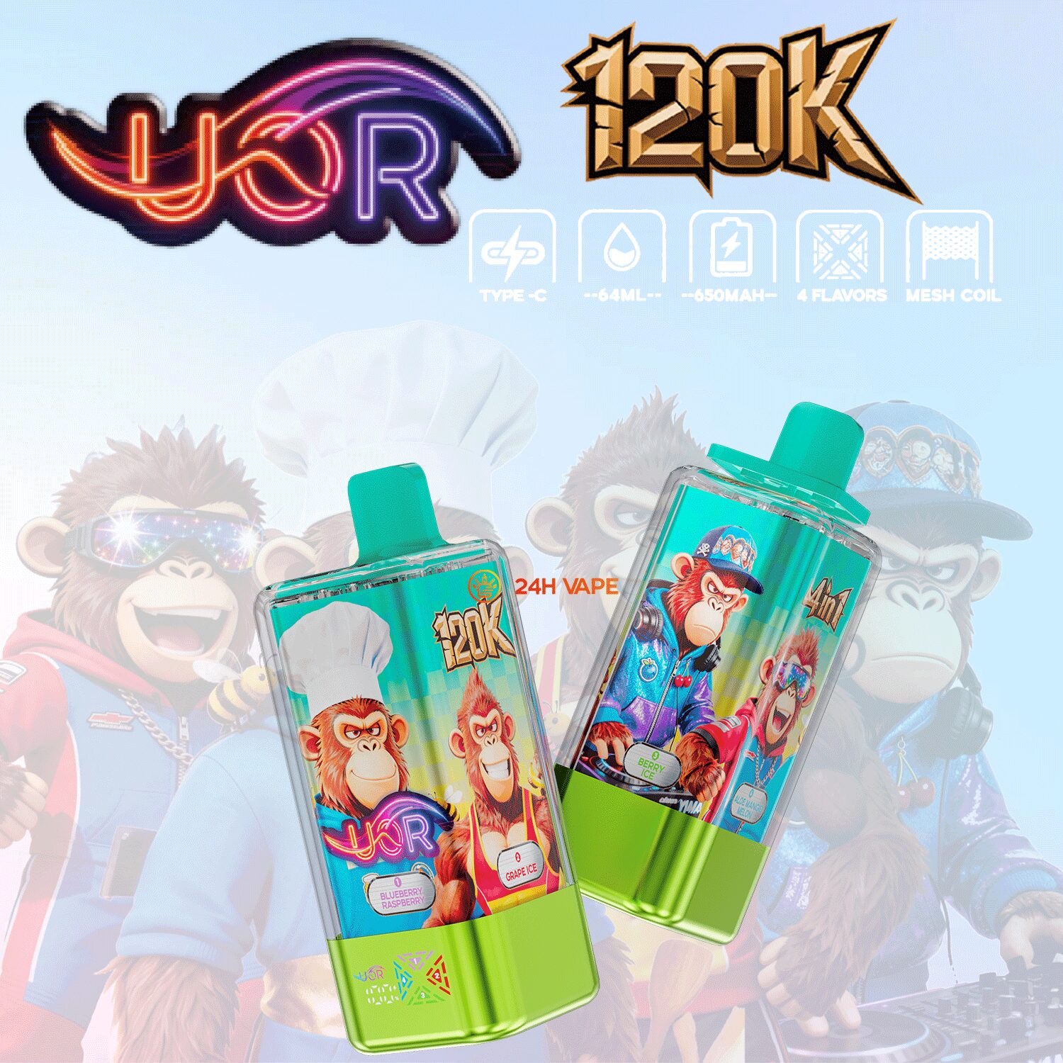 uor 120000 120k puffs 4 in 1 flavors newest original rechargeable led display disposable vape