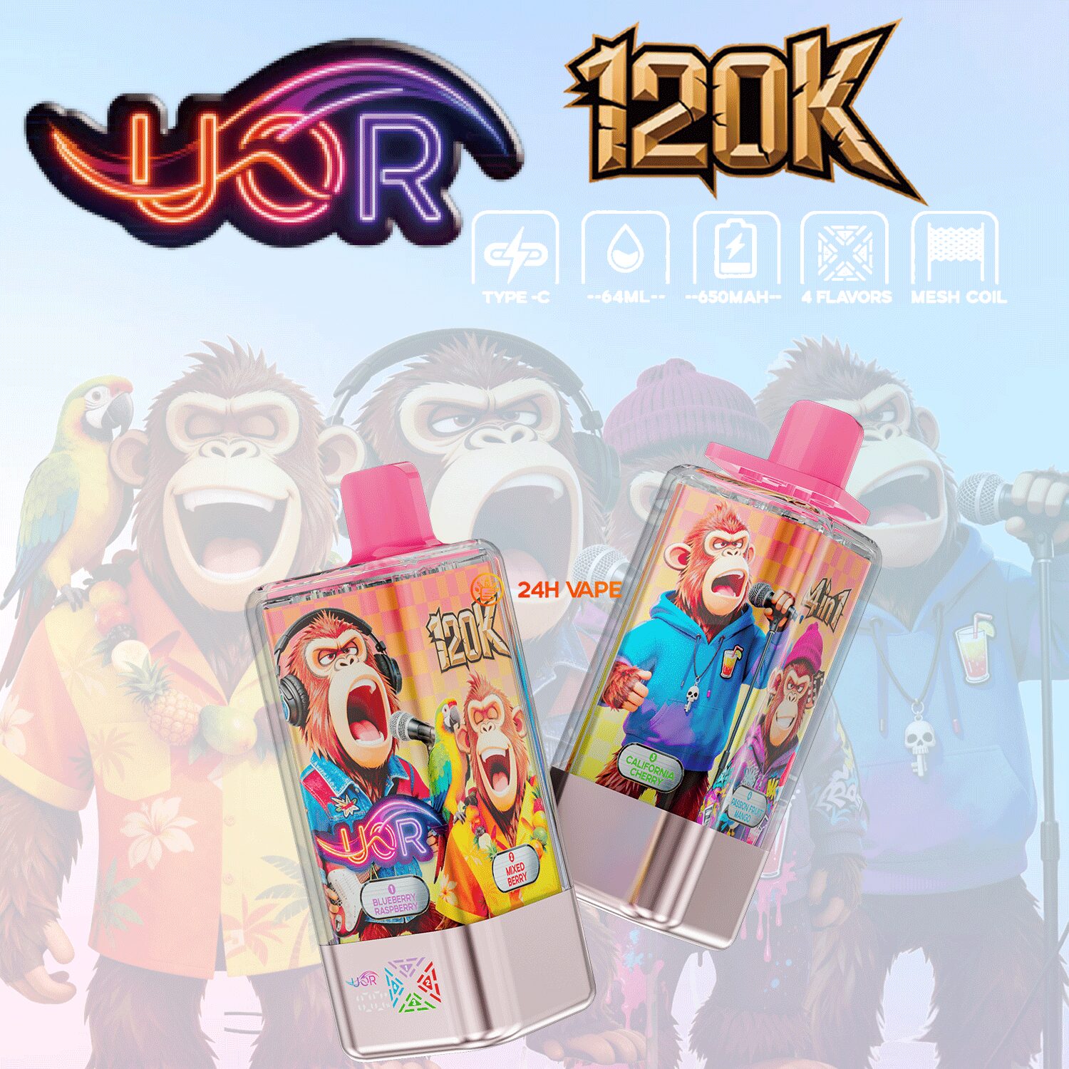 uor 120000 120k puffs 4 in 1 flavors newest original rechargeable led display disposable vape