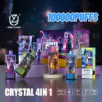 UZY Four Flavors 100000 100K Puffs Crystal 4 In 1 Flavors Newest Original  Rechargeable LED Display Disposable Vape