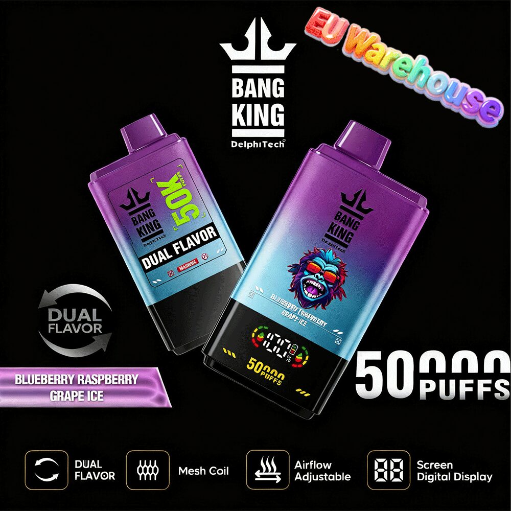 bang king 50000 50k puffs dual flavors led display disposable vape eu warehouse