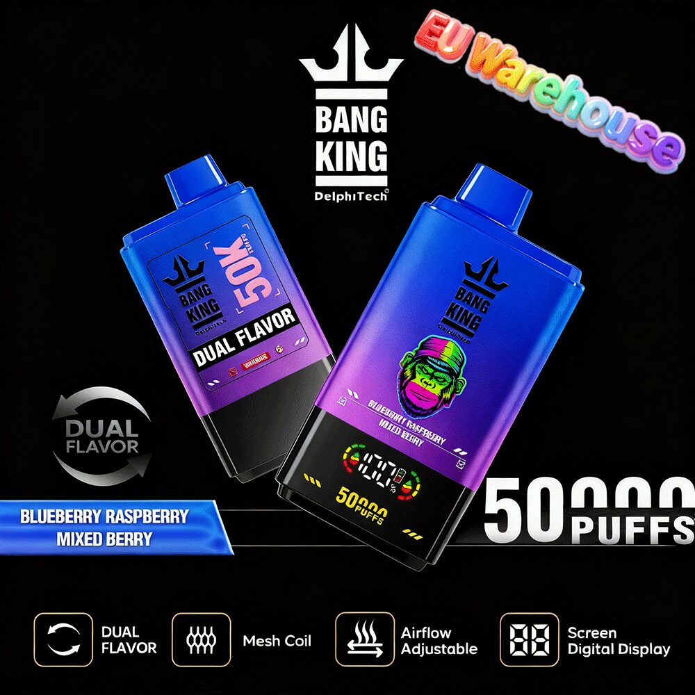 bang king 50000 50k puffs dual flavors led display disposable vape eu warehouse
