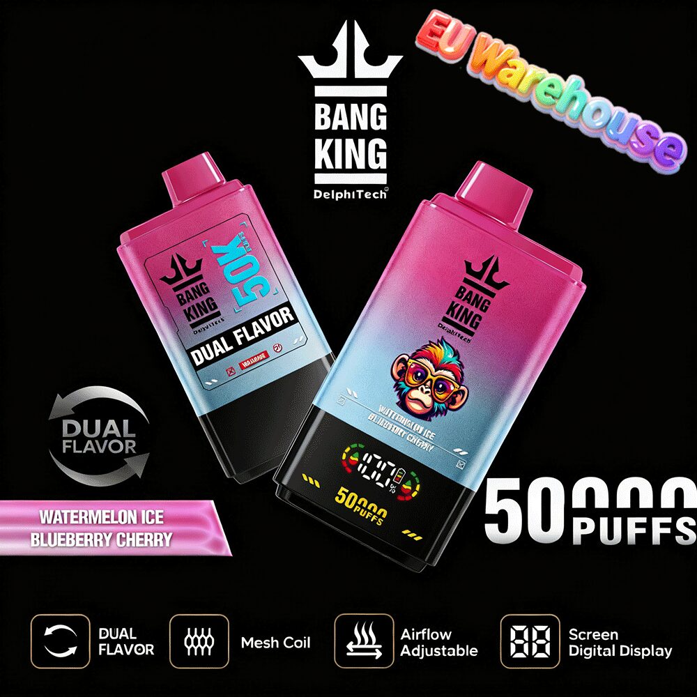 bang king 50000 50k puffs dual flavors led display disposable vape eu warehouse