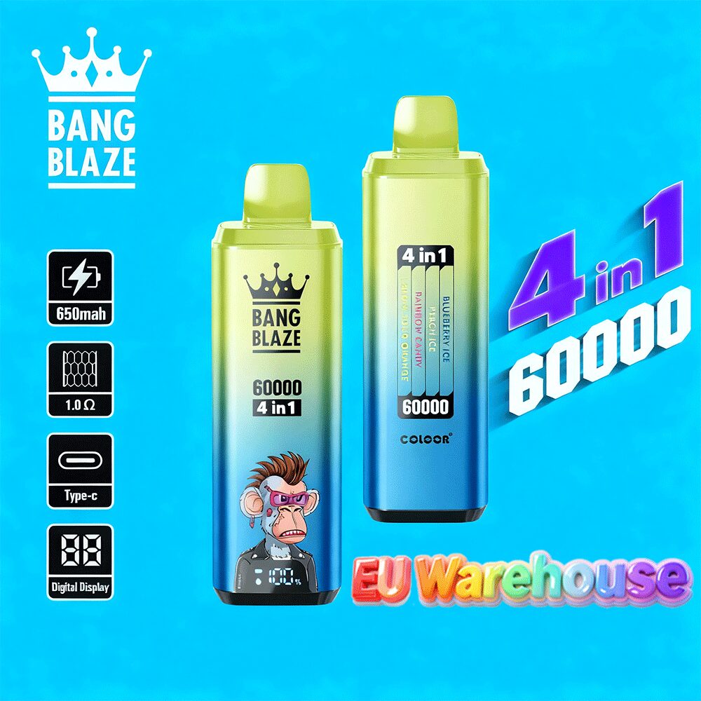Bang Blaze 60000 60.000 Puffs 4-in-1-Geschmacksrichtungen, LED-Anzeige, Einweg-Vape, EU-Lager