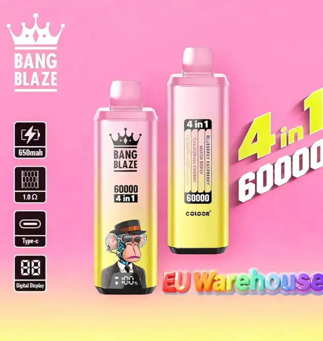 Bang Blaze 60000 60k Puffs 4 in 1 Flavors LED Display Disposable Vape EU  Warehouse - 24H VAPE