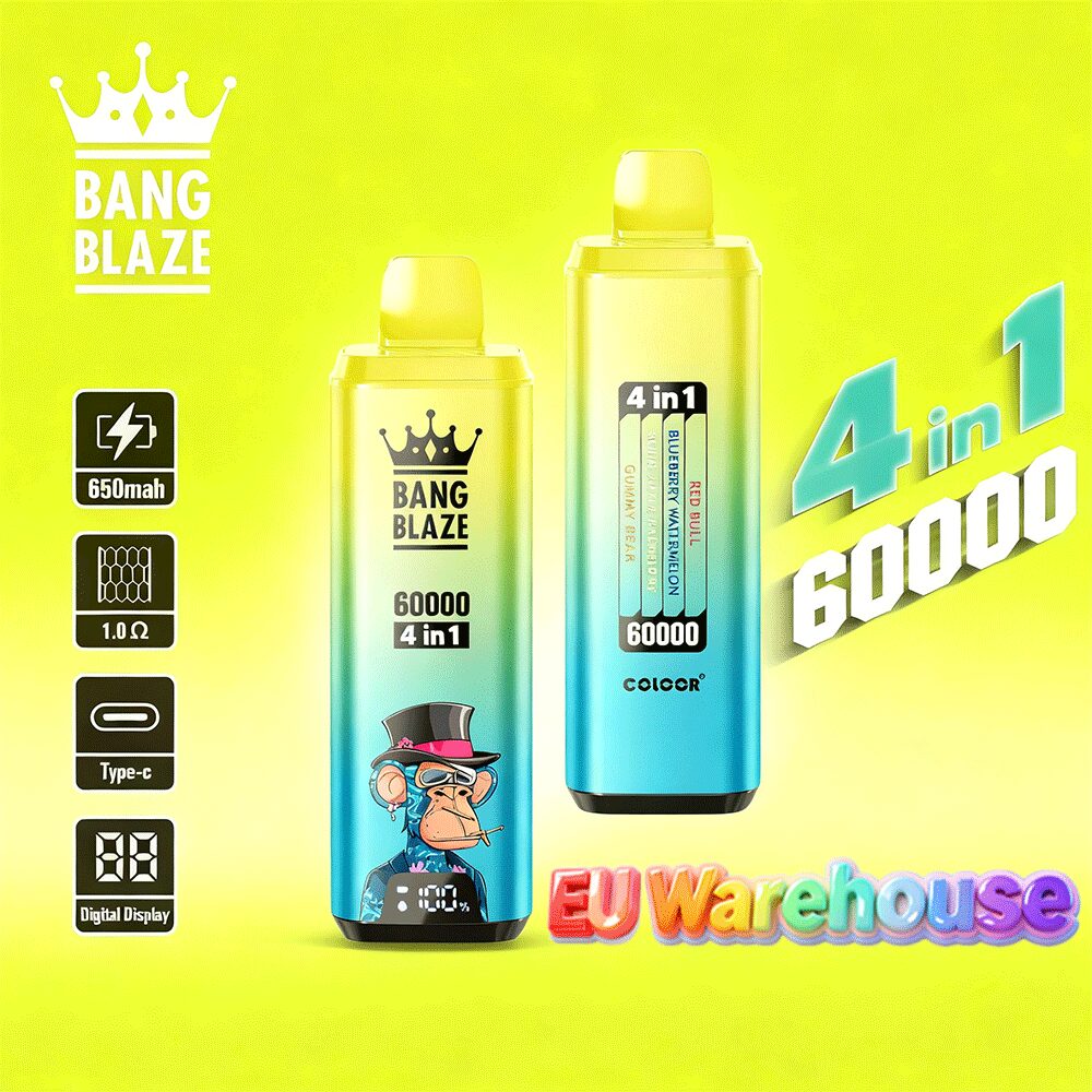 Bang Blaze 60000 60.000 Puffs 4-in-1-Geschmacksrichtungen, LED-Anzeige, Einweg-Vape, EU-Lager