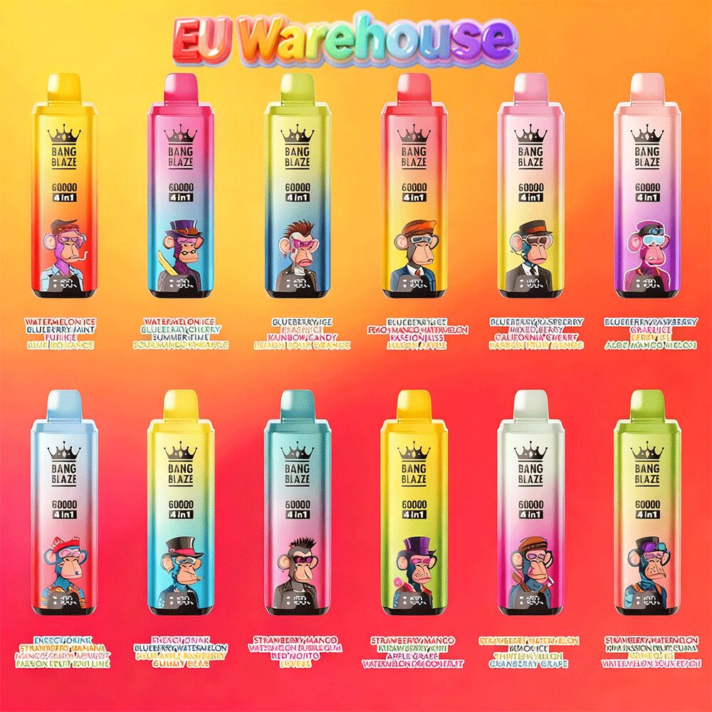 Bang Blaze 60000 60.000 Puffs 4-in-1-Geschmacksrichtungen, LED-Anzeige, Einweg-Vape, EU-Lager