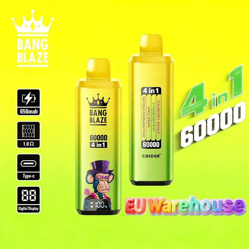 Bang Blaze 60000 60.000 Puffs 4-in-1-Geschmacksrichtungen, LED-Anzeige, Einweg-Vape, EU-Lager
