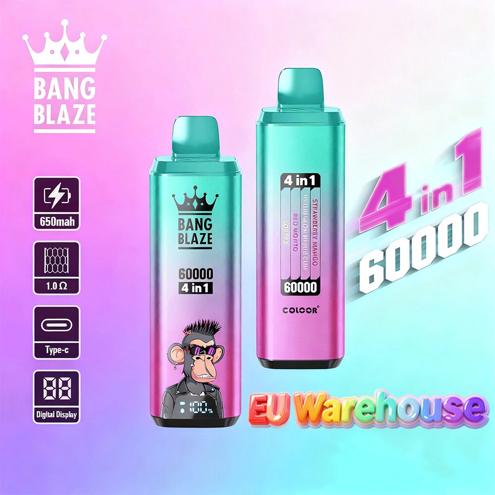 Bang Blaze 60000 60.000 Puffs 4-in-1-Geschmacksrichtungen, LED-Anzeige, Einweg-Vape, EU-Lager