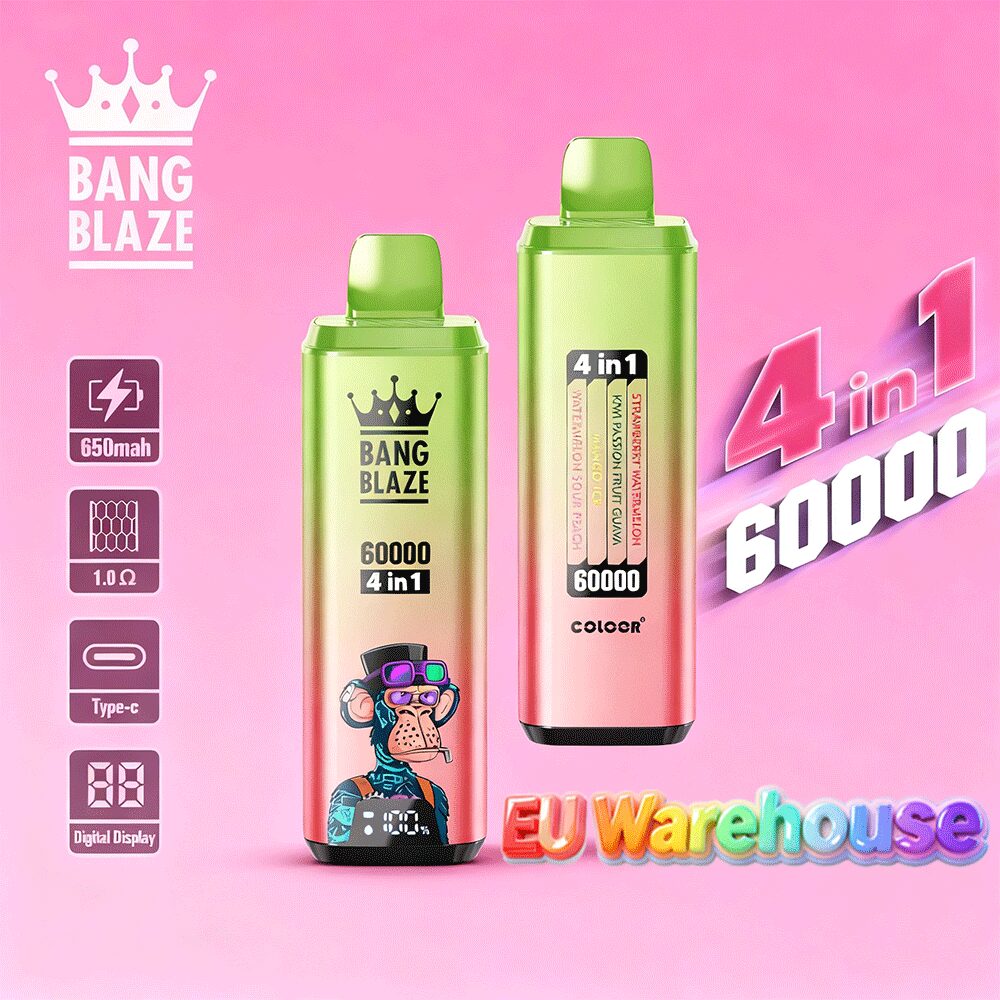 Bang Blaze 60000 60.000 Puffs 4-in-1-Geschmacksrichtungen, LED-Anzeige, Einweg-Vape, EU-Lager