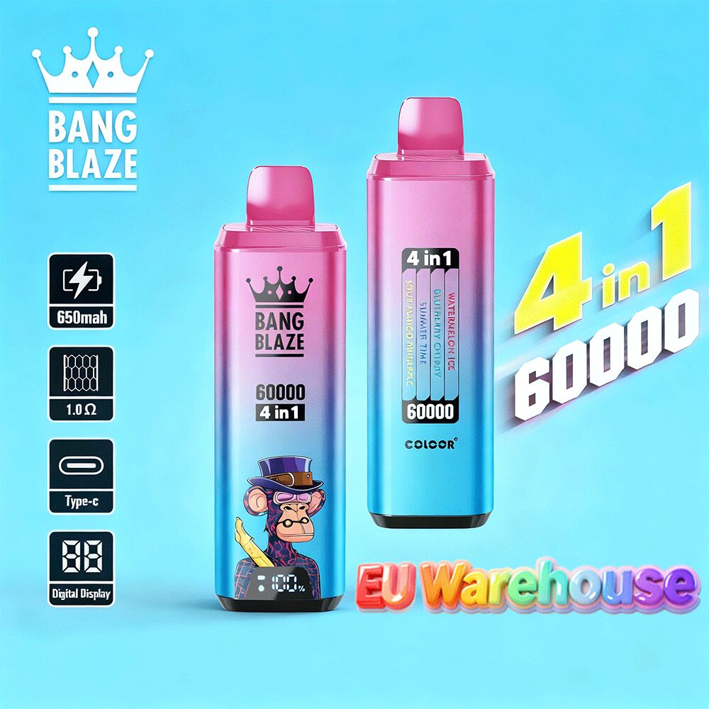 Bang Blaze 60000 60.000 Puffs 4-in-1-Geschmacksrichtungen, LED-Anzeige, Einweg-Vape, EU-Lager
